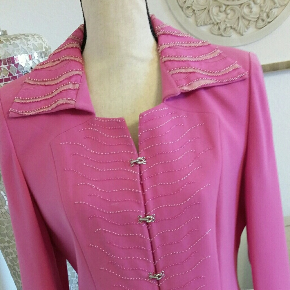Louise Ricci Pink Emblishment Suit